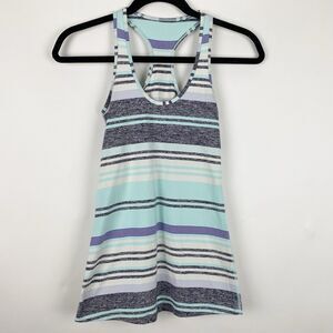 LULULEMON Gray Blue White Stripe Cool Racerback Tank Top - Size 4